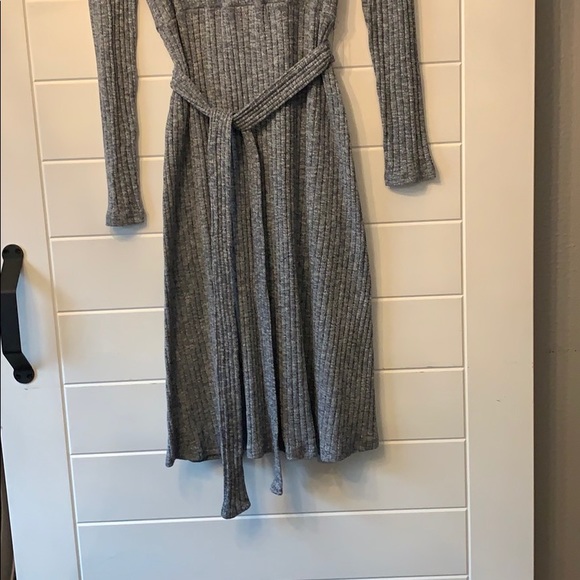 Navy/white midi maternity dress with tie belt - Picture 3 of 4